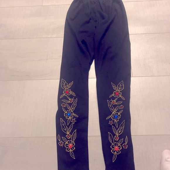 2 for $13 Leggings- Black Colour-Rhinestones-Red+Blue+0range & Golden Embroidery - Picture 4 of 13